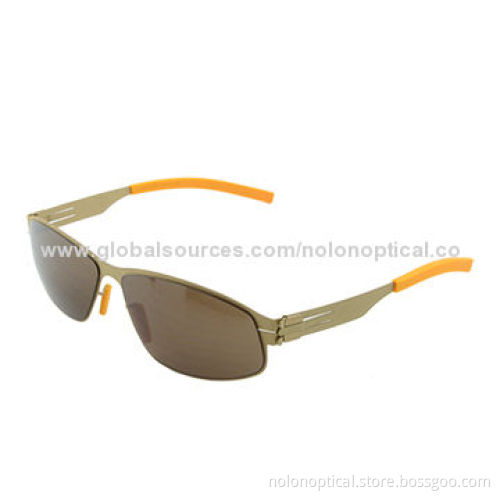 Retro yellow rimless ladies aviator polarized sunglasses